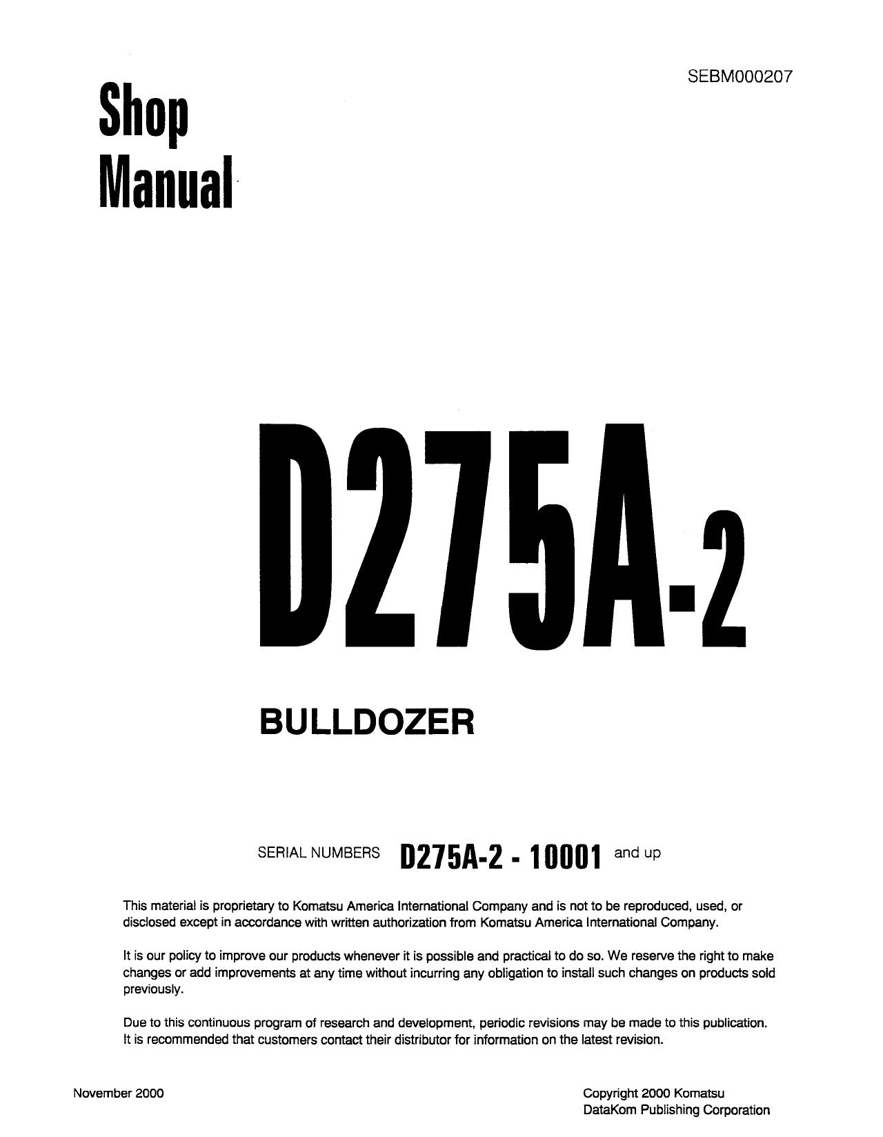 D275A-2 Shop Manual